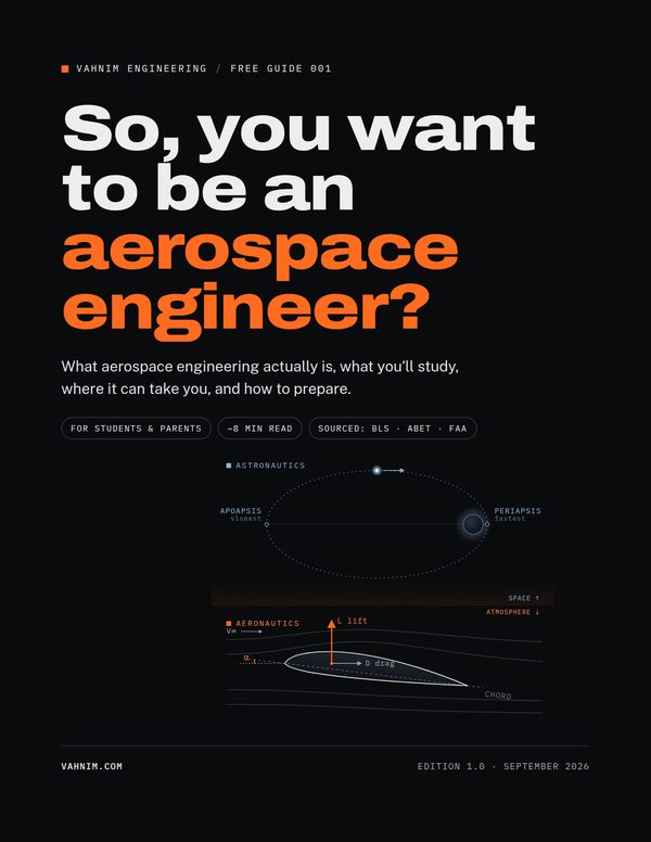Cover of Vahnim Engineering FREE GUIDE 001: So, You Want to Be an Aerospace Engineer?
